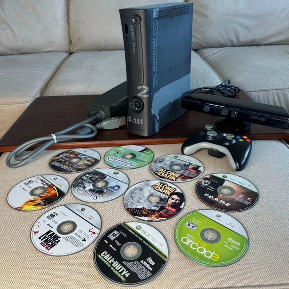 Xbox 360 Call Of Duty MW2 Console 1 Controller 1 Kinects 10 Games Bundle Works - Picture 1 of 16
